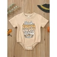 thumbnail image 3 of Wassery Infant Baby Boys Romper Hoodie 3M 6M 12M 18M Newborn Boys Halloween Outfits Short Sleeve Crew Neck Pumpkin Letters Print Jumpsuit Pullover Fall Clothes 0-18M, 3 of 9