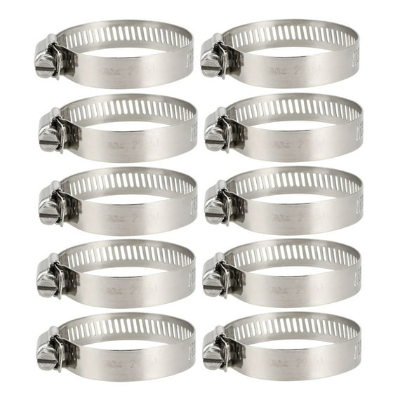 Unique Bargains Collier de Serrage pour Tuyau d'Engrenage 27-51mm, Collier de Serrage en Acier Inoxydable 304 10 Pcs