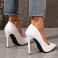 thumbnail image 4 of Stylago Women's Closed Pointed Toe High Heels Dress Wedding Pumps Shoes Leather Trendy Stiletto for Ladies Work Business Size 7 White, 4 of 7