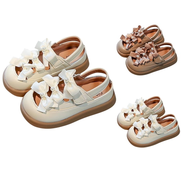 Viluyesy Girls' Bow and Pearl Half Sandals Princess-Style Casual Summer Sandals for Toddlers and Kids White Size 7