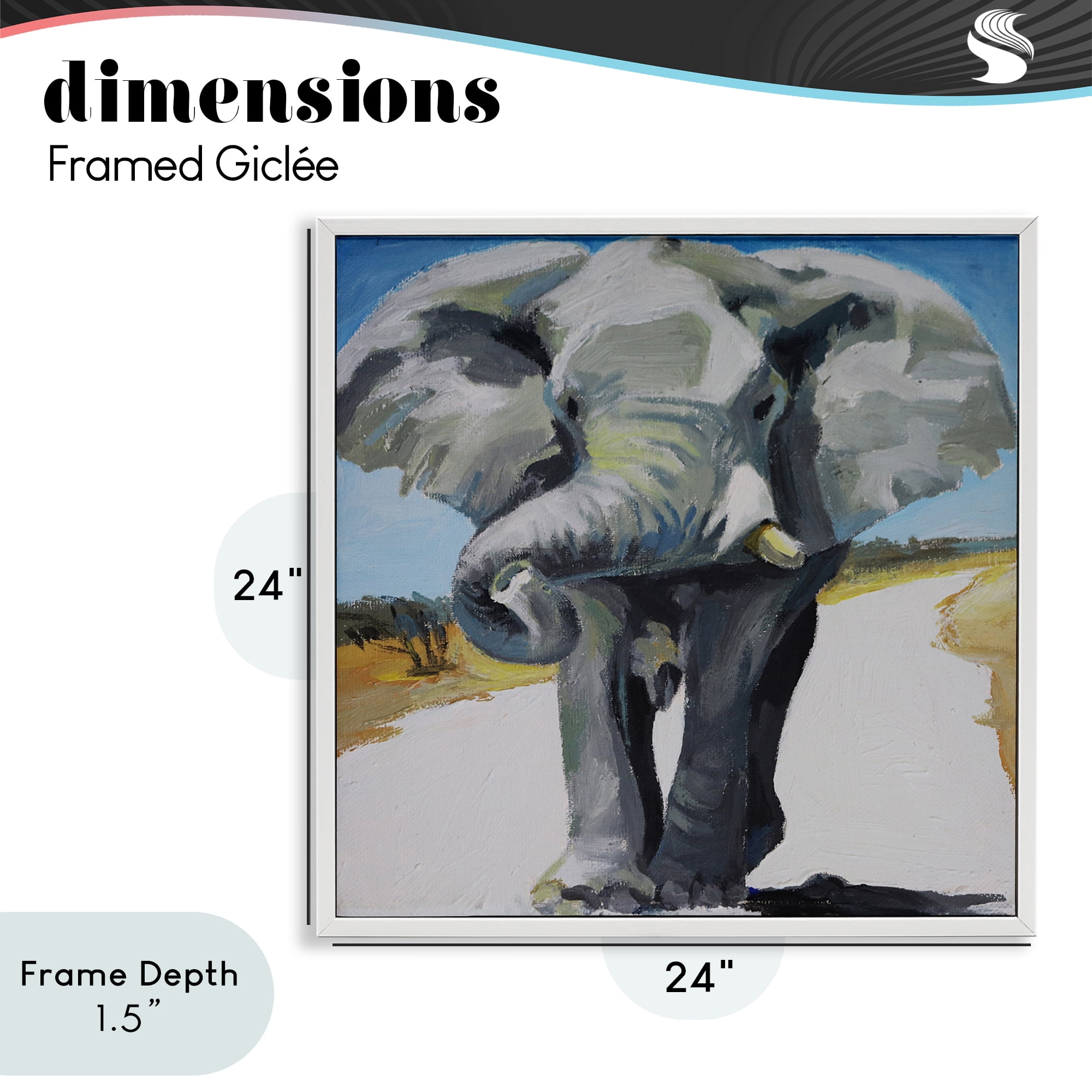 Stupell Industries Majestic Elephant on Path White Framed Giclee Art, design by Violeta Vollmer