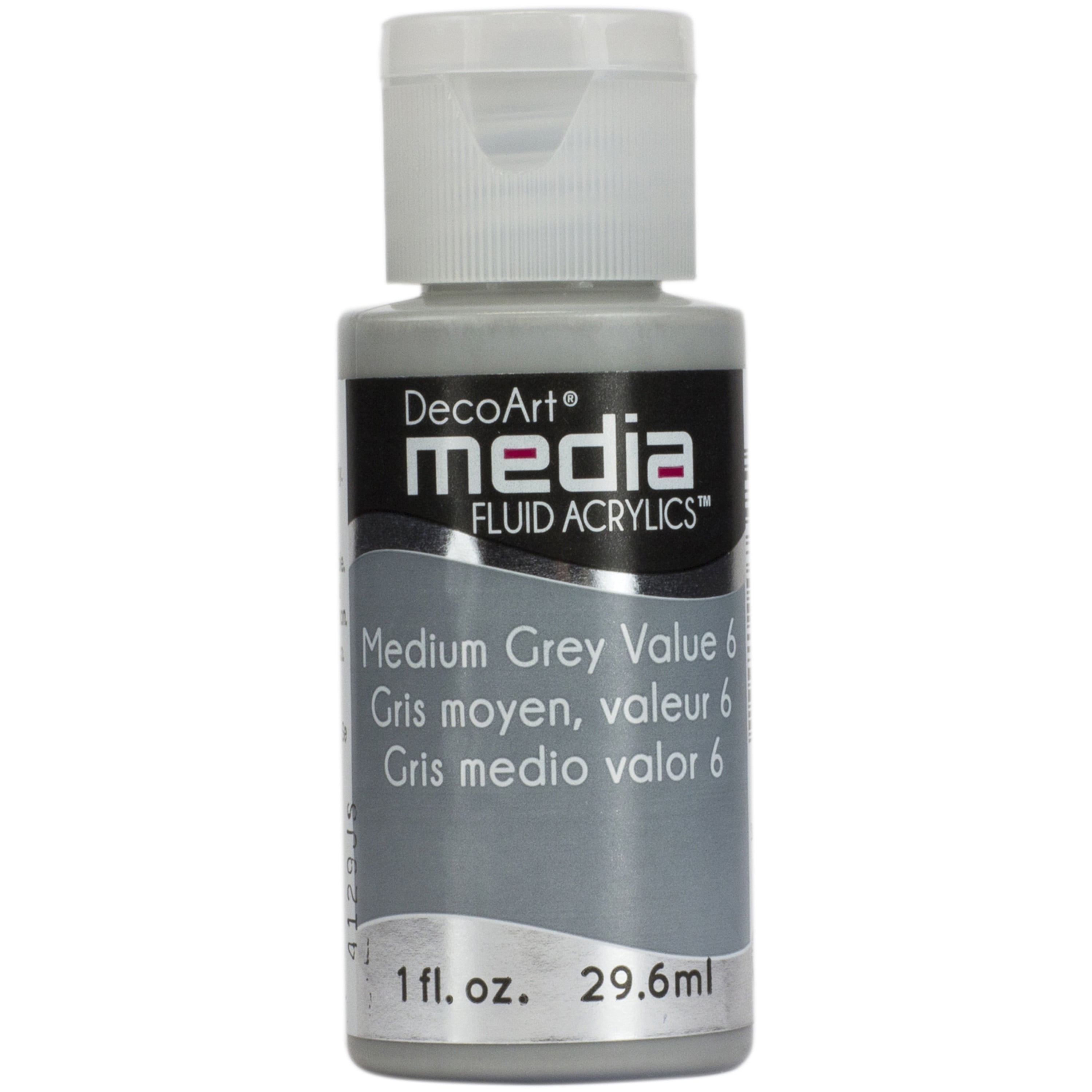 DecoArt Media Fluid Acrylic Paint, 1 oz., Medium, Gray Value 6 (Series