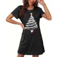 thumbnail image 5 of Chemises de Nuit Grande Taille pour Femmes de Noël à Manches Courtes, Robe Chemise à Col Rond pour les Fêtes, Noir, 3TG, 5 of 5