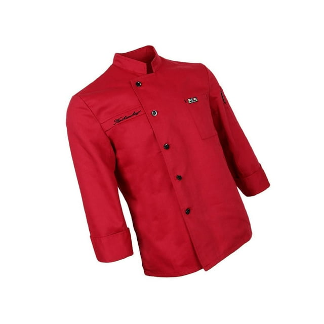 ziyahi Chef Jacket Coat Uniform Long Sleeve Hotel Kitchen Cook Apparel XL Red