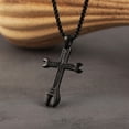 thumbnail image 3 of HZMAN Cross Necklace for Men Stainless Steel Bible Verse Philippians 4:13 I CAN DO ALL THINGS Wrench Cross Pendant Necklace (Black), 3 of 6