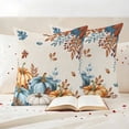 thumbnail image 3 of Harvest Pumpkin Pillow Covers 2 Pack Thanksgiving Fall Orange Blue Leaves Linen Texture Pillowcase Waterproof Outdoor Throw Pillow Cover for Patio Garden Square Cushion 18”x18”, 3 of 9