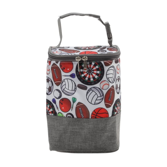 Unique Bargains 1 Pc Portable Handheld Ball Pattern Lunch Bag Gray