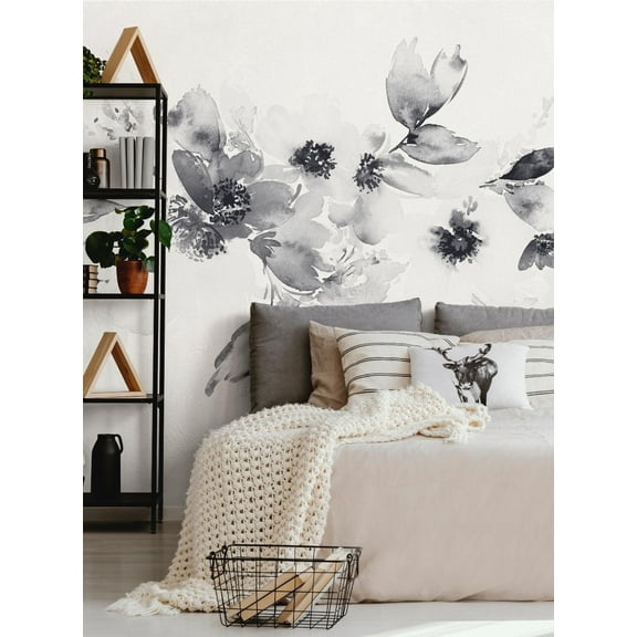 Watercolor Floral Band Mural Wall Art Peel and Stick Wallpaper