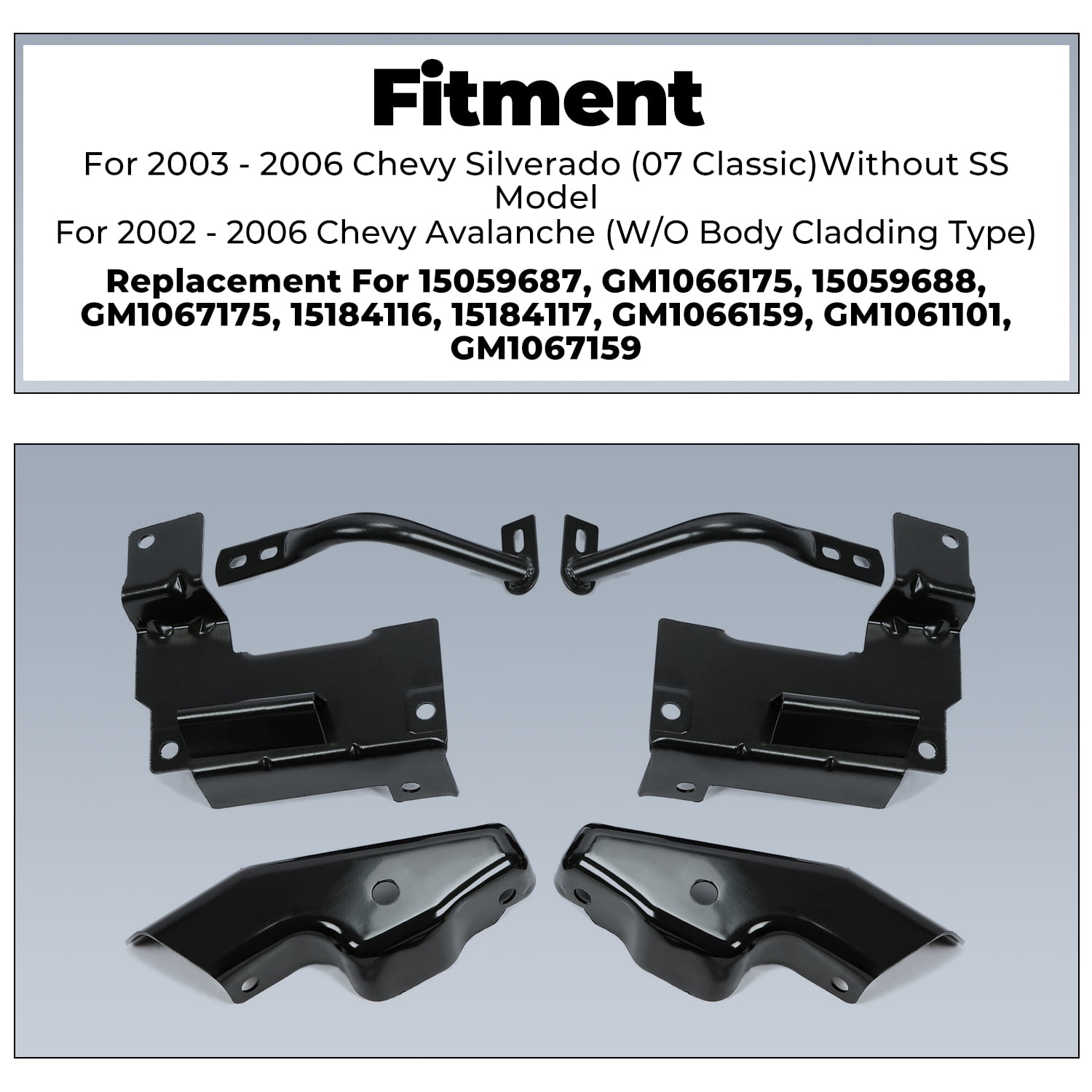 Kojem 6 PCS Front Bumper Bracket Set for 2003-2006 Chevrolet Silverado 1500 and 2002-2006 Avalench 1500 Left Driver and Right Passenger