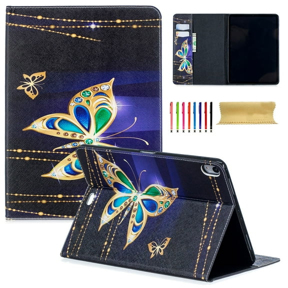 iPad Pro 11" 2018 Case, Allytech PU Leather Stand Flip Folio Wallet Cases and Covers with Cash Card Slots for Apple iPad Pro 11-inch 2018 Release Tablet, Butterfly