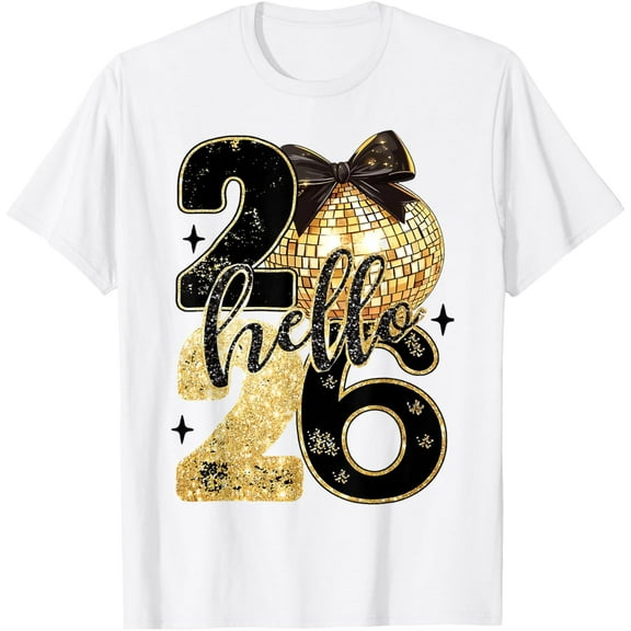 Happy New Year 2026 Disco Ball Bow New Year's Eve Party T-Shirt TShirt