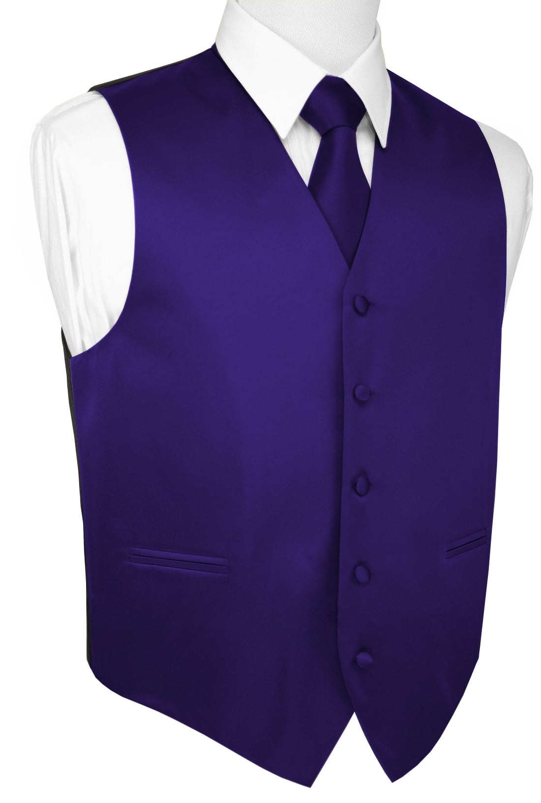 Italian Design, Men's Tuxedo Vest, Tie & Hankie Set Purple
