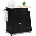 thumbnail image 3 of Spaco Rubber Wood Countertop Rolling Kitchen Island Cart-Black, Kitchen Island, Kitchen Island with Storage for Kitchen,Dinning Room, 3 of 12
