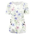 thumbnail image 5 of Pink Women's Short Sleeve T-shirt, Women'S Summer Round Neck Retro Flower Print Irregular Hem Loose Casual Top,Women's Short sleeve T-shirt XL, 5 of 5