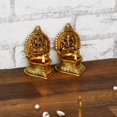thumbnail image 2 of Handcrafted Laxmi Ganesha Statue Brass Diyas, Brown & Gold, 2 of 5