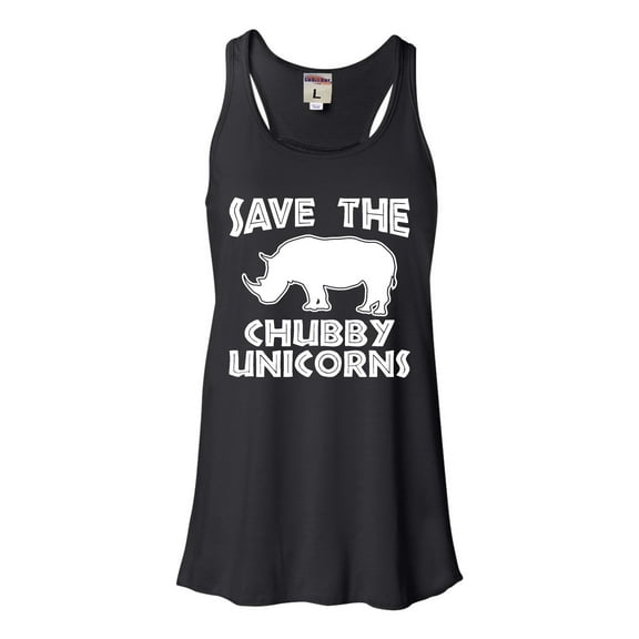 Womens Save The Chubby Unicorns Funny Rhino Flowy Racerback Tank Top T-Shirt
