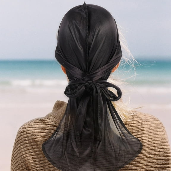 LOLIPPYY 4Pcs Elastic Silk Durag Headscarf Long Tail Design Breathable Wrap Hat Assorted Color