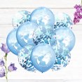 thumbnail image 3 of 10Pcs 12 Inches World Map Pattern Latex Balloons Sequin Balloons Party Balloons Decoration (Light Blue, Light Blue Sequin), 3 of 6