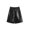 thumbnail image 4 of Women High Waist Faux Leather Booty Shorts Wide Leg Loose PU Leather Bermuda Casual Shorts with Pockets, 4 of 6