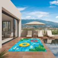 thumbnail image 3 of Summer Swimming Pool Outdoor Rug for Patio/Deck/Porch, Non-Slip Large Area Rug 3 x 5 Ft, Floral Plumeria Leaves Blue Plaid Indoor Outdoor Rugs Washable Area Rugs, Reversible Camping Rug Carpet Runner, 3 of 8
