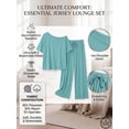 thumbnail image 3 of JWD Women's 2 Piece Pajama Set Off-Shoulder Short Sleeve Top And Wide Leg Lounge Pants Soft Cozy Sleepwear Loungewear Haze Blue 2XL, 3 of 7