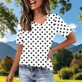thumbnail image 4 of DeHolifer Women Summer T-Shirts Casual Printed Slanted Collar Short Sleeve Tee Tops White L, 4 of 5