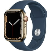 Restored Apple Watch Gen 7 Series 7 Cell 41mm Gold Stainless Steel - Abyss Blue Sport Band MN9J3LL/A (Refurbished)