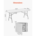 thumbnail image 4 of VEVOR Folding Table, 6 Ft Heavy Duty Portable Fold-in-Half Utility Table, Indoor Outdoor Plastic Rectangle Table with Built in Handle, for Party, Dining, Wedding, Events,Picnic,Camping,White, 4 of 9