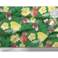 thumbnail image 3 of Soimoi Green polyester Crepe Fabric Leaves & Floral Watercolor Print Sewing Fabric BTY 42 Inch Wide, 3 of 3