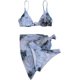 thumbnail image 1 of Conjunto de bikini de 3 piezas con efecto tie dye para mujer, traje de baño con pareo, falda playera, 1 of 5