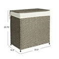thumbnail image 2 of Household Essentials Handwoven Laundry Hamper, Synthetic Rattan Clothes Laundry Basket with Lid and Handles, Foldable, Removable Liner Bag, 2 of 14