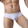 thumbnail image 6 of harmtty Sexy Men's Underwear Solid Color Mid Rise Ice Silk Briefs Elastic Underpants,Coffee, 6 of 8