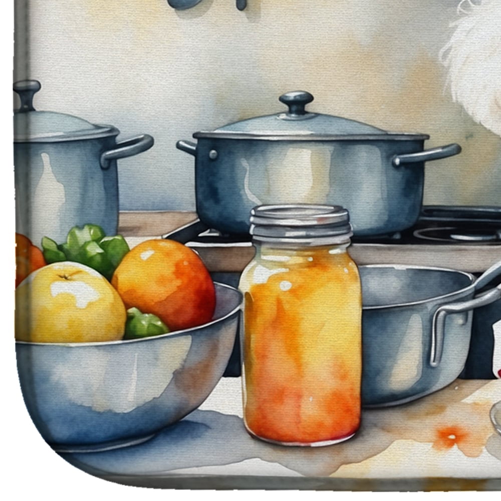 Bichon Frise The Chef Dish Drying Mat