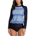thumbnail image 1 of Women's Side Drawstring Rashguard Long Sleeve Swimsuit Upf 50+, 1 of 5