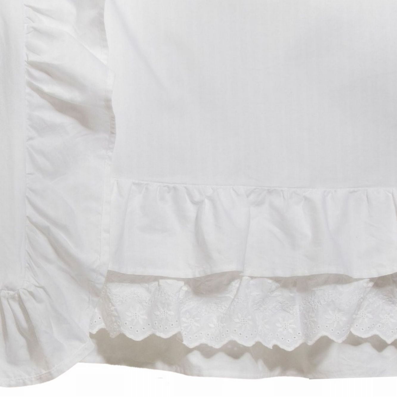 Simply Shabby Chic White Petticoat Eyelet Ruffle 2 Pc Duvet Cover