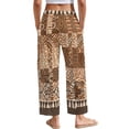 thumbnail image 2 of Yuyamidu Womens Linen Pants Petite Short Length Straight Leg Dressy Palazzo Pants Petite Lightweight Business Casual Trousers Western Tribal Outfits, Brown Tribal, Size 2XL, 2 of 7