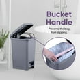 thumbnail image 2 of Superio Slim Trash Can with Foot Pedal – 2.5 Gallon Step-On with Lid, Small Plastic Bin for Bathroom, Kitchen, Office, Under Desk, Bedroom, Dorm – Onyx Grey, 3-Pack, 2 of 9