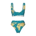 thumbnail image 5 of Daiia World Map With Landmarks Women's Bikini Set Two Piece Swimsuit High Waisted Bikini Adjustable Straps Bikini Perfect for Beach, Pool, and Summer Vacation-Large, 5 of 9