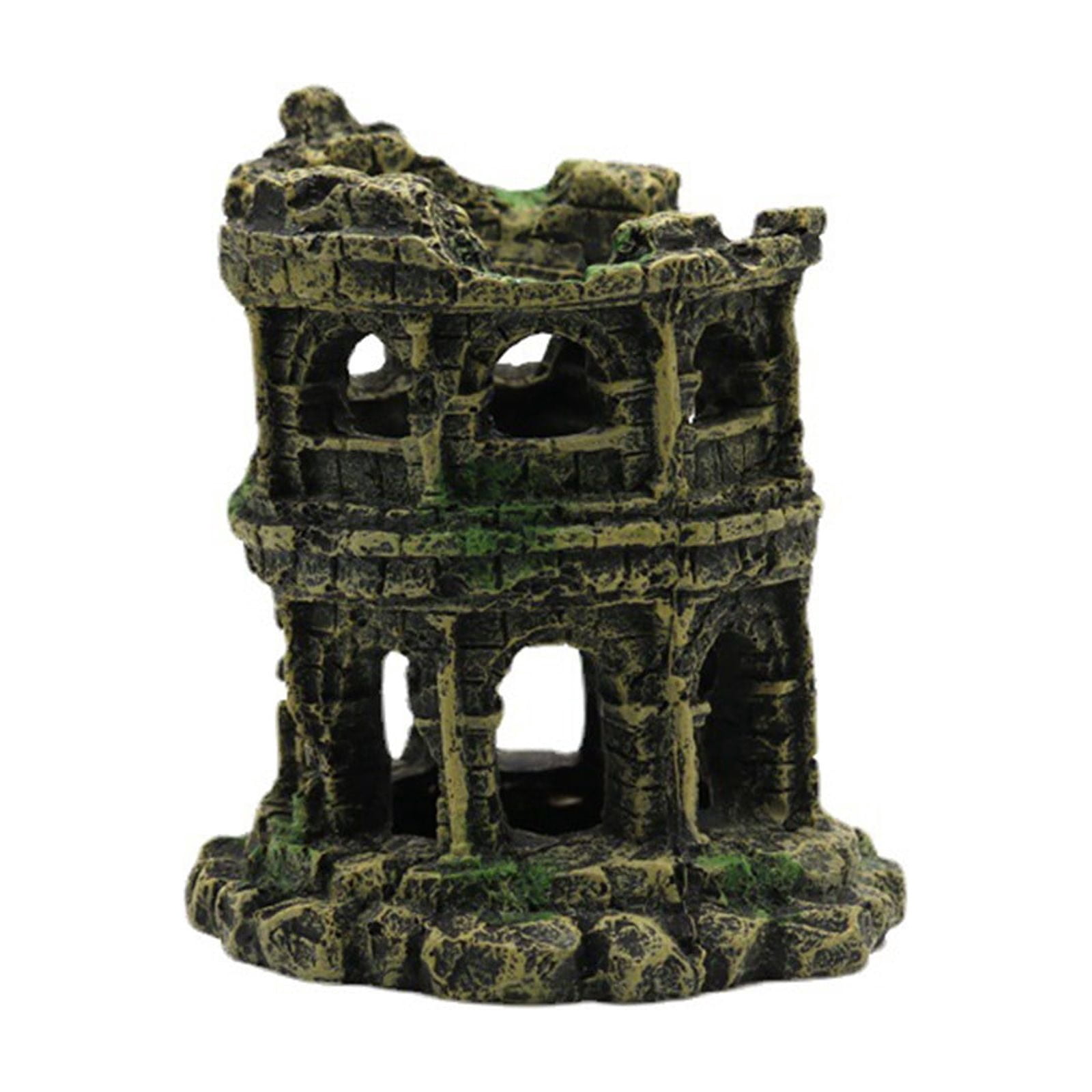 Meitianfacai Aquarium Decoration, Ancient Roman Castle Ruins Ornament for Fish Tank with Columns and Caves, Large Resin Aquascaping Decor for Betta Fish Hideaway and Play