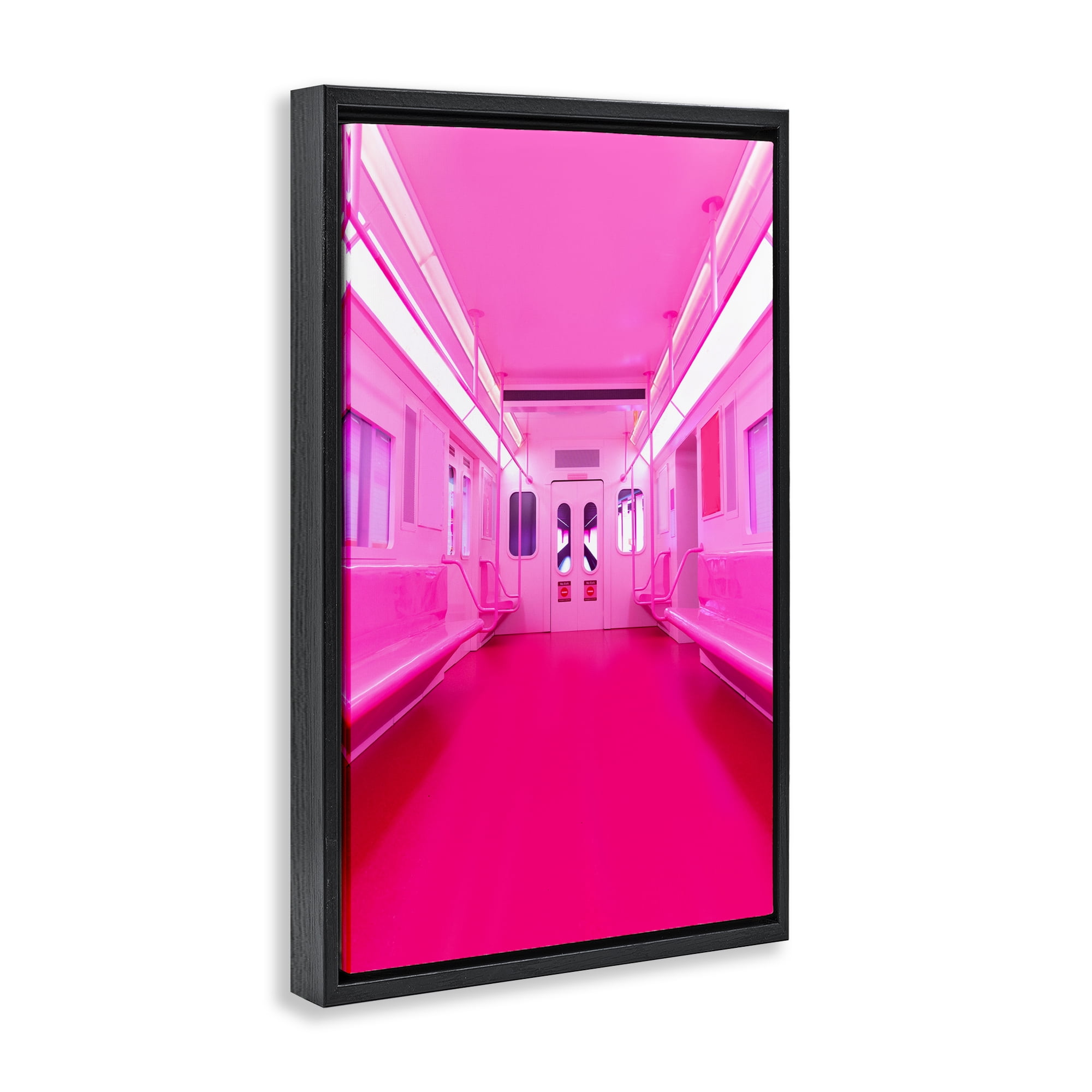 Futuristic Pink Tone Subway Black Framed Floater Canvas Wall Art, design by LISH Creative
