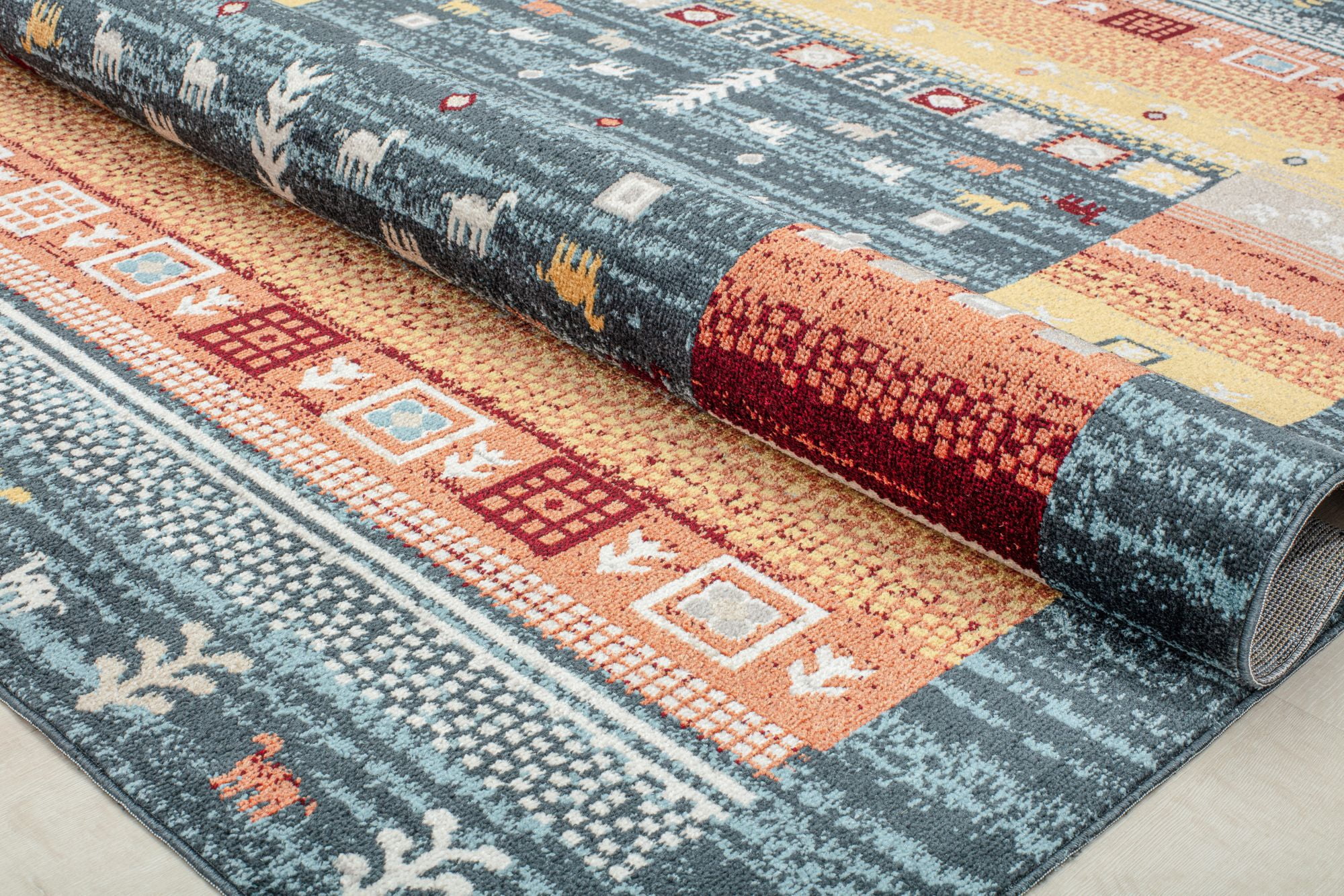 Rugs America Jaelyn JD55B Twilight Bayou Tribal Bohemian Blue Area Rug, 2'6" x 4'