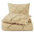 thumbnail image 3 of Nestl 3 Piece Pinch Pleated Pintuck Duvet Cover Set with Shams, Soft Microfiber,Button Closure Bedding Set, California King - Beige Cream, 3 of 9