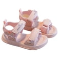 thumbnail image 1 of Xfvqtps Kids Girls Summer Sandals Open Toe Hook and Loop Soft Thick Sole Flats Shoes, 1 of 8