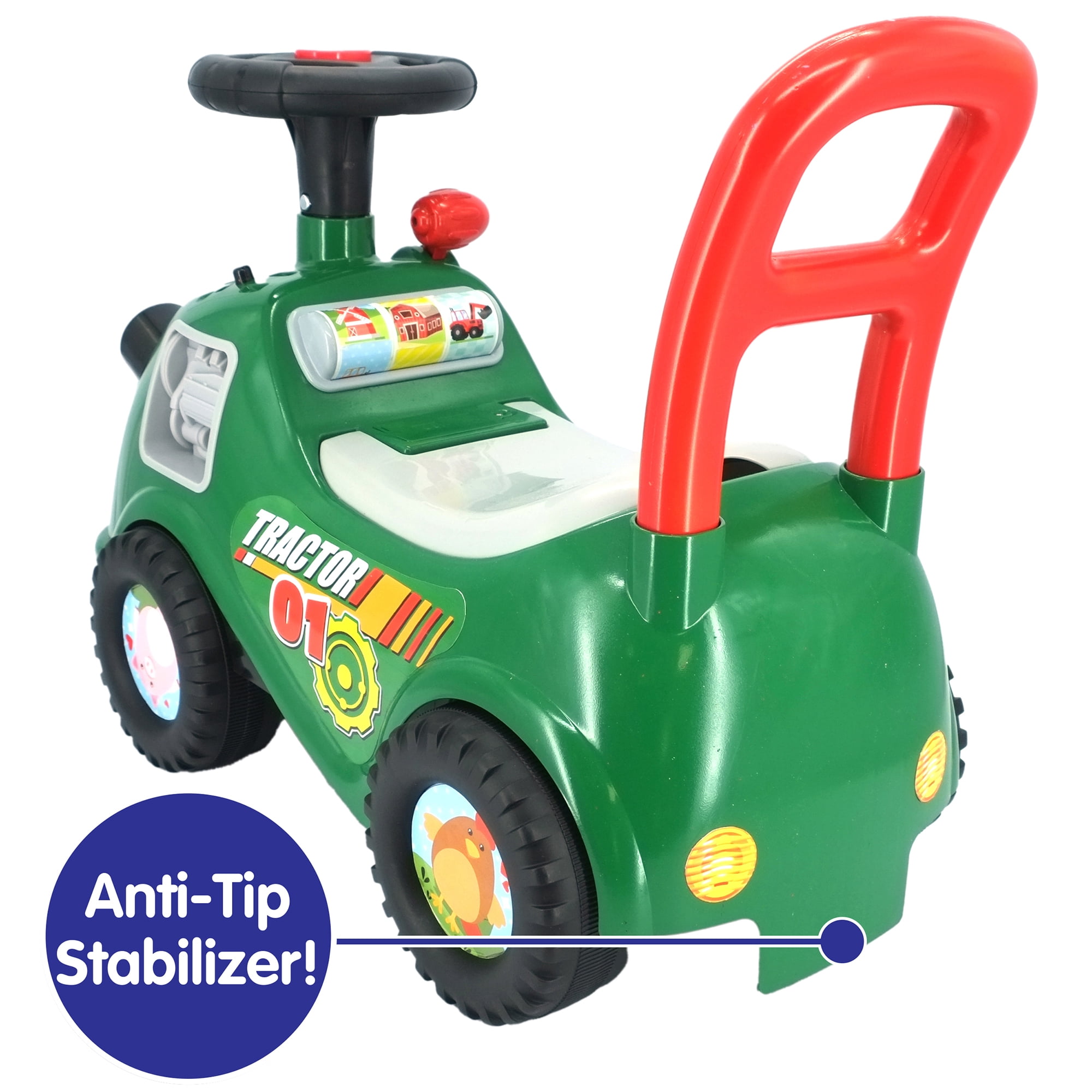 Kiddieland: My First Ride-On - Farm Tracker - Lights & Sounds Foot-To-Floor Vehicle, Toy Zoom Horse, Storage Seat, Push-Pull Handle, Toddlers 12-36mo