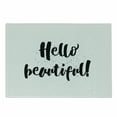 thumbnail image 1 of Hello Cutting Board, Hand Drawn Lettering Design Romantic Inspirational Words Print in Black on Tiny Dots, Decorative Tempered Glass Cutting and Serving Board, Small Size, Black White, by Ambesonne, 1 of 1