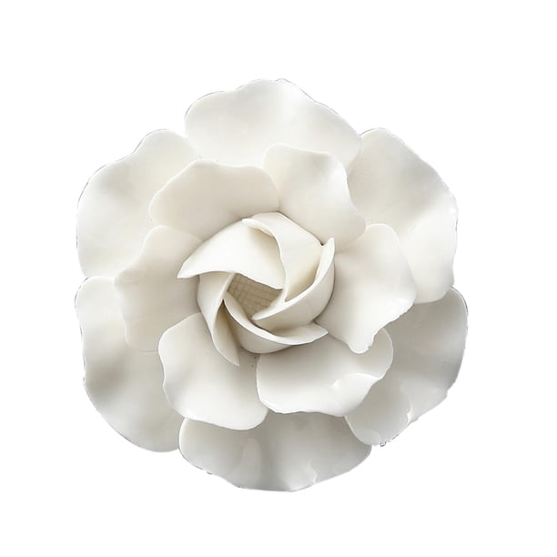 Esculturas artificiales de flores de cerámica 3D, esculturas artísticas, flores de porcelana creativas. Camelia 7cm