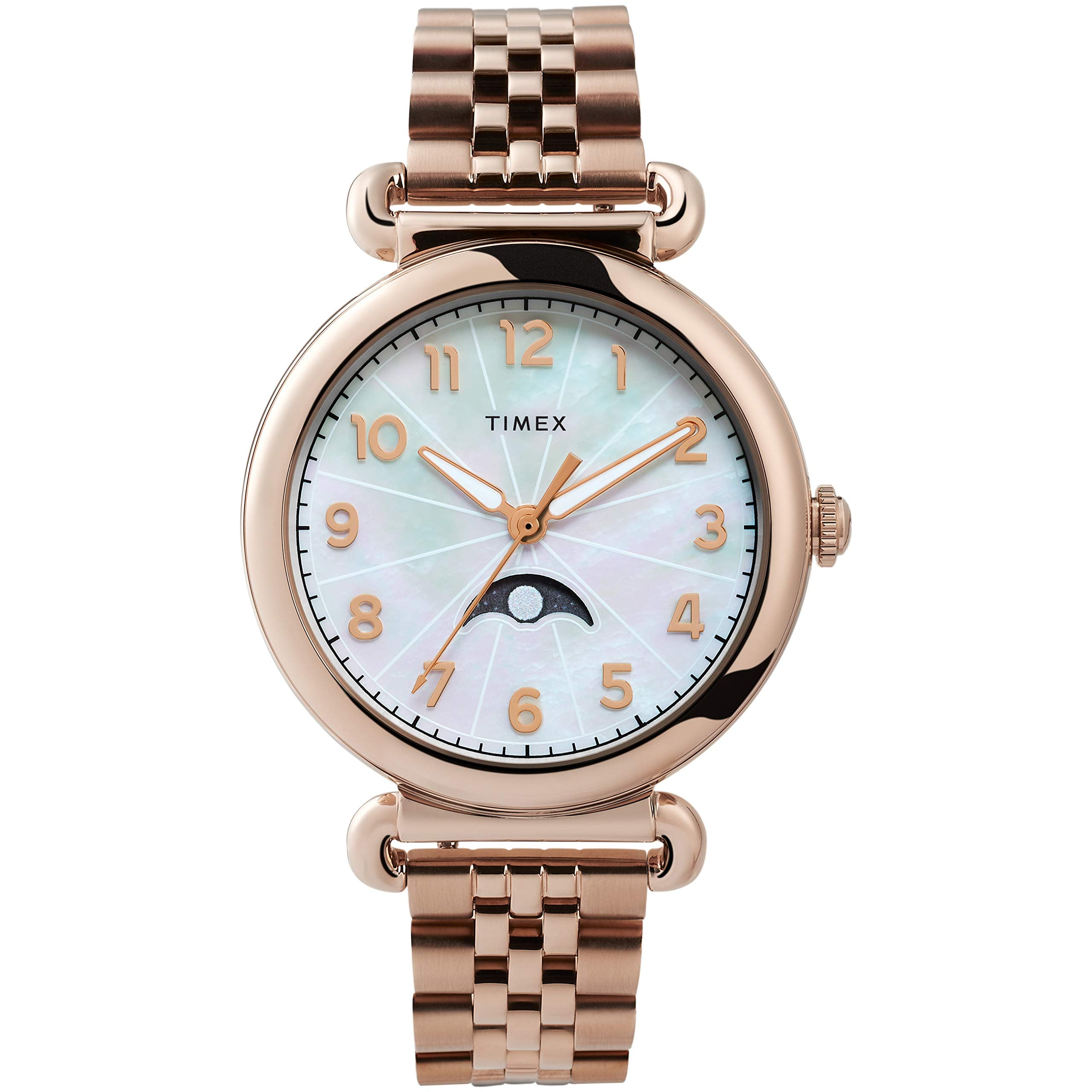 Timex Rose Gold Crystal Opulence Watch with Sparkling Dial 38mm Timex Q 36mm Rose Gold Purple SS | Watches.com main image 4