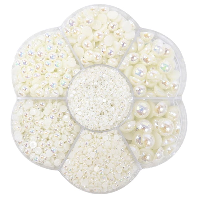 Perlas Redondas Sunnimix 2800Pcs Perlas Semirredondas Espalda Plana blanco lechoso