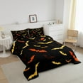 thumbnail image 3 of YST Bat Comforter Set For Kids Halloween Quilt Bats Animal Silhouette Bedding Set Queen Size Happy Holiday Gothic Style Bedding Comforter Sets With 2 Pillow Cases,Yellow And Orange, 3 of 6