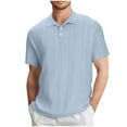 thumbnail image 2 of Blusa y camisa de manga corta con cuello vuelto para hombre, color liso, informal, holgada, con botones, de poliéster, 2 of 6